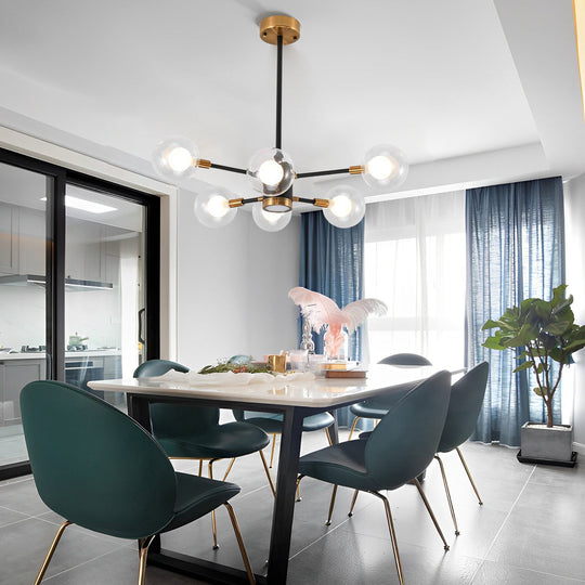 6-Light LED Glass &amp; Metal Modern Chandelier for Kitchen Island Lighting