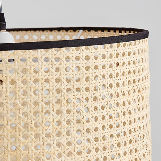Farmhouse Round Bamboo Hanging Pendant Light – Kitchen &amp; Dining Room Ceiling Fixture