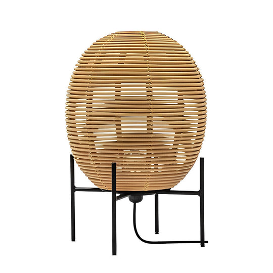 Rustic Boho Rattan and Metal Frame Accent Floor Lamp