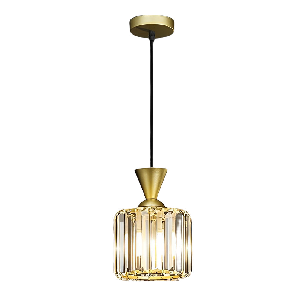 Round Square Metal Crystal Three Step Dimming Modern Pendant Light