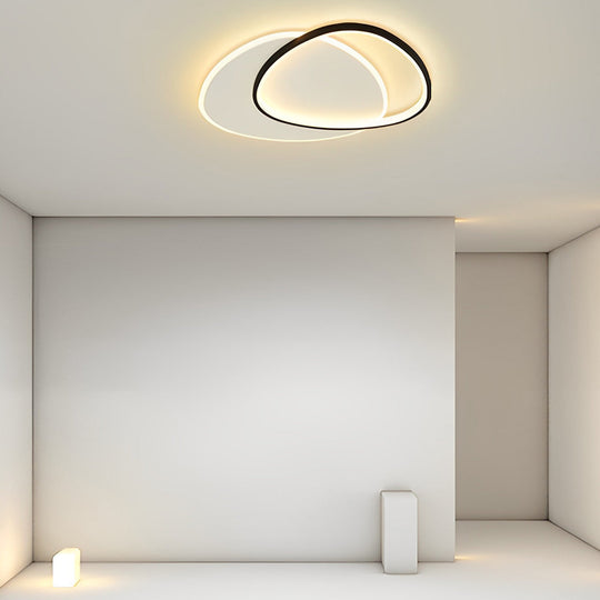 White &amp; Black Unique Circle LED Flush Mount Ceiling Light