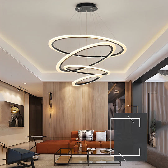 4-Ring Geometric LED Modern Chandelier Pendant Light