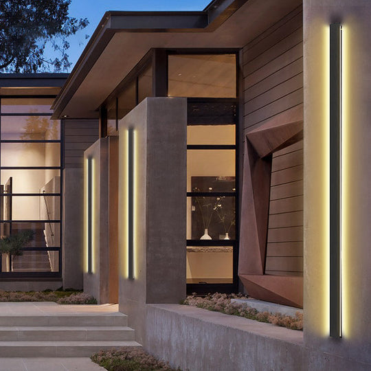 Black Long LED Linear Outdoor Wall Lights – Modern Waterproof Porch &amp; Garden Lighting