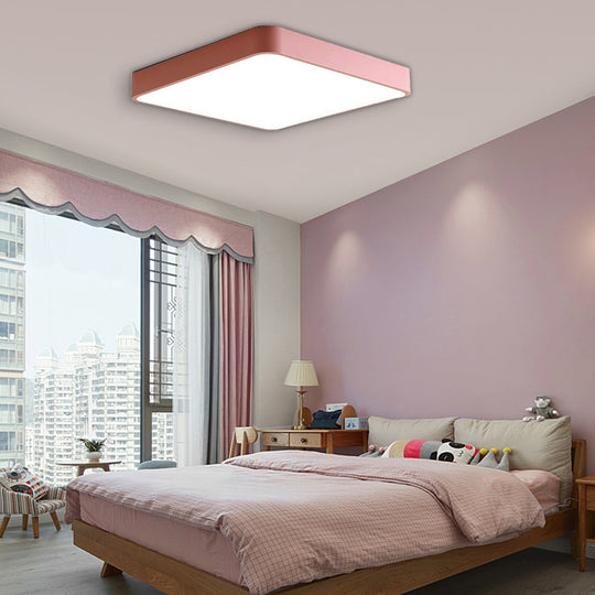 Square Modern LED Flush Mount Ceiling Light – Metal, PVC &amp; Acrylic