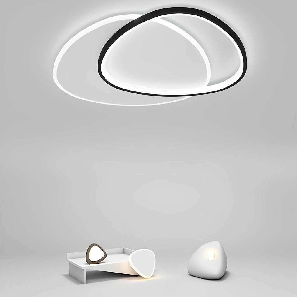 White &amp; Black Unique Circle LED Flush Mount Ceiling Light