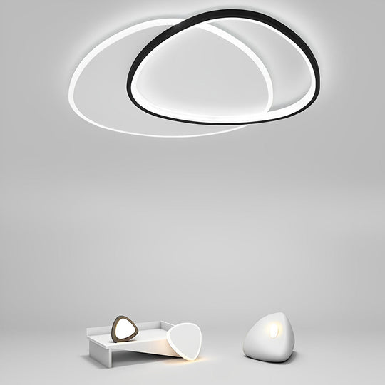 White &amp; Black Unique Circle LED Flush Mount Ceiling Light