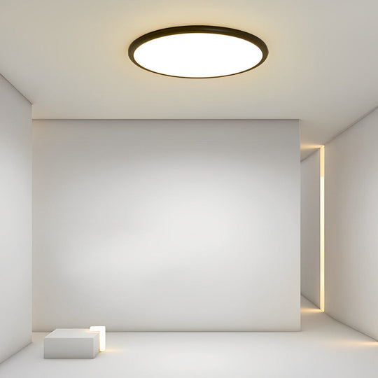 16" Modern LED Geometric Circle Flush Mount Ceiling Light – Black &amp; White Edge