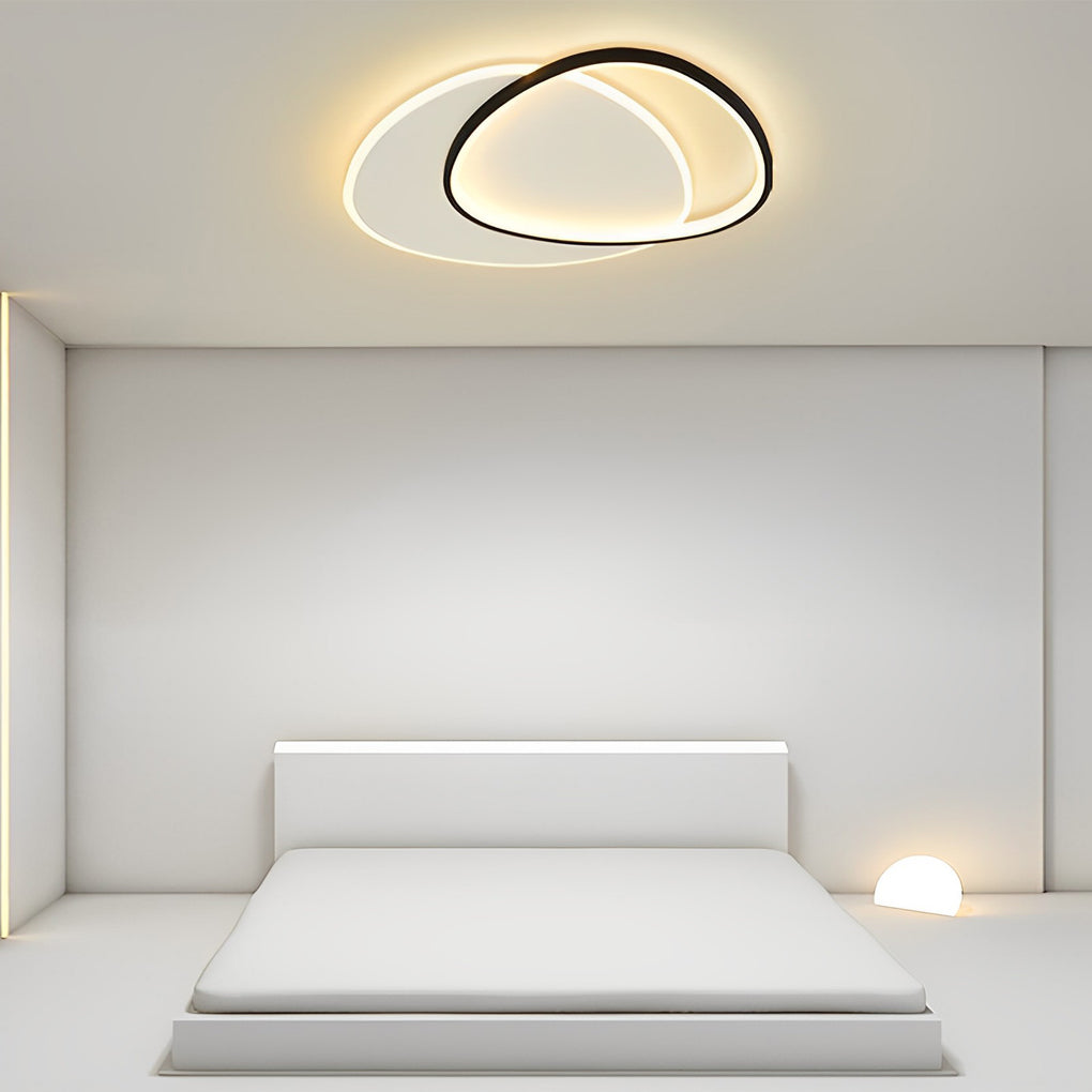 White &amp; Black Unique Circle LED Flush Mount Ceiling Light