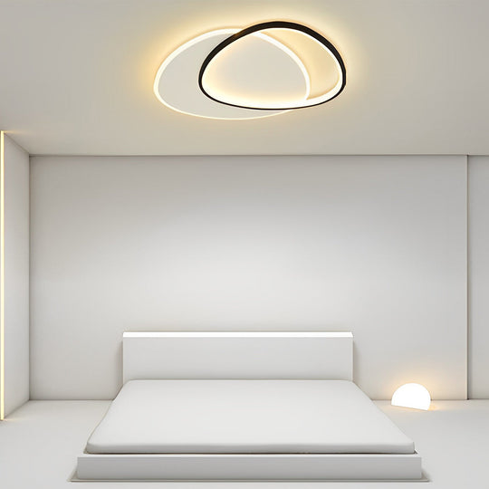 White &amp; Black Unique Circle LED Flush Mount Ceiling Light