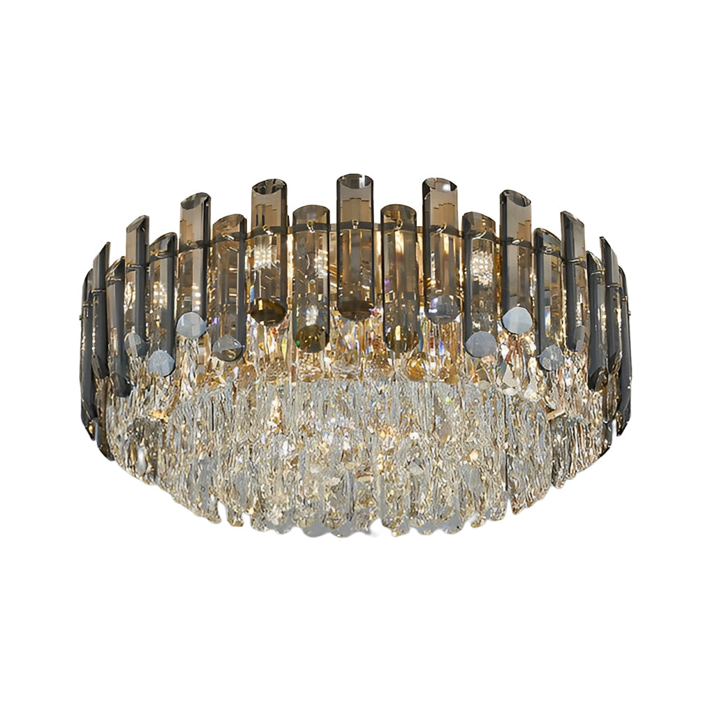 Round Metal Crystal Three Step Dimming Luxury Modern Ceiling Light
