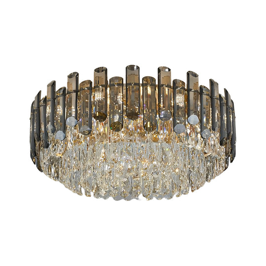 Round Metal Crystal Three Step Dimming Luxury Modern Ceiling Light