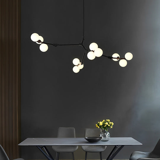 Nordic Style Modern Minimalist Cluster Metal Glass Chandelier – Black &amp; Gold