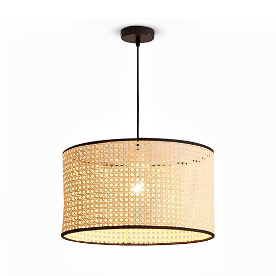 Farmhouse Round Bamboo Hanging Pendant Light – Kitchen &amp; Dining Room Ceiling Fixture