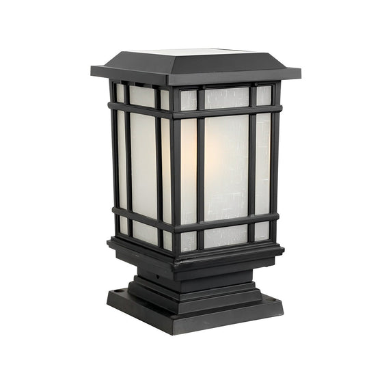 Outdoor Waterproof 3 Step Dimming Black Modern Solar Fence Post Lights