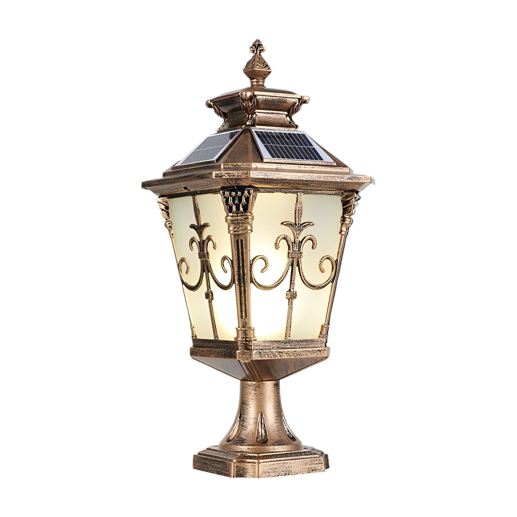 Retro Pattern Waterproof LED European Style Solar Fence Post Lights