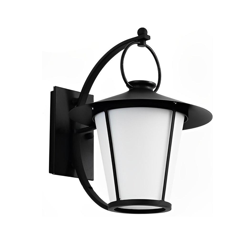 1-Light Vintage Opal Glass Black Outdoor Wall Light
