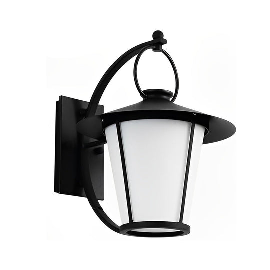 1-Light Vintage Opal Glass Black Outdoor Wall Light