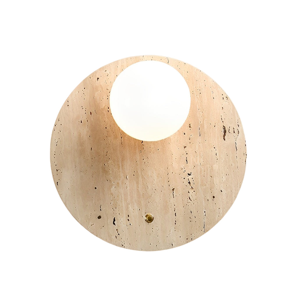 Round &amp; Long Yellow Travertine LED Wabi-Sabi Wall Lamp