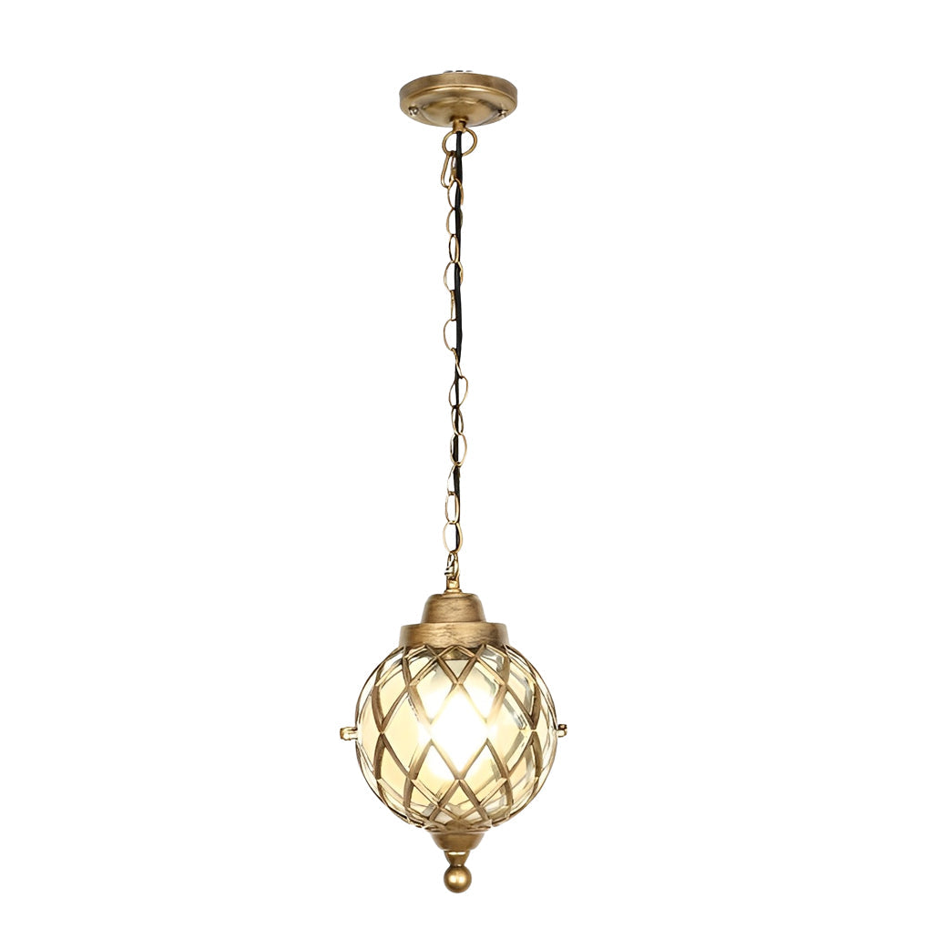 1-Light Tea Glass Globe Outdoor Pendant Light