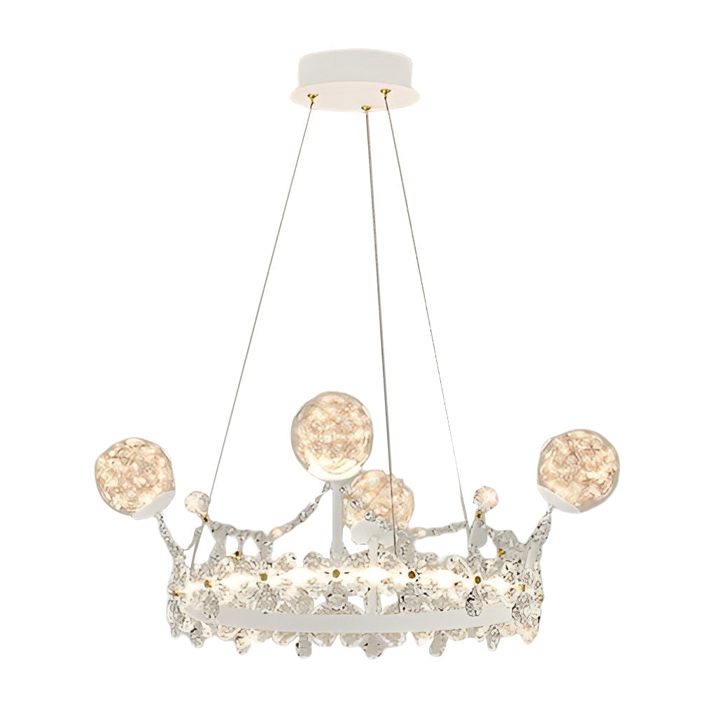 Flower Decor Crowns Crystal Glass Three-Step Dimming Nordic Chandelier