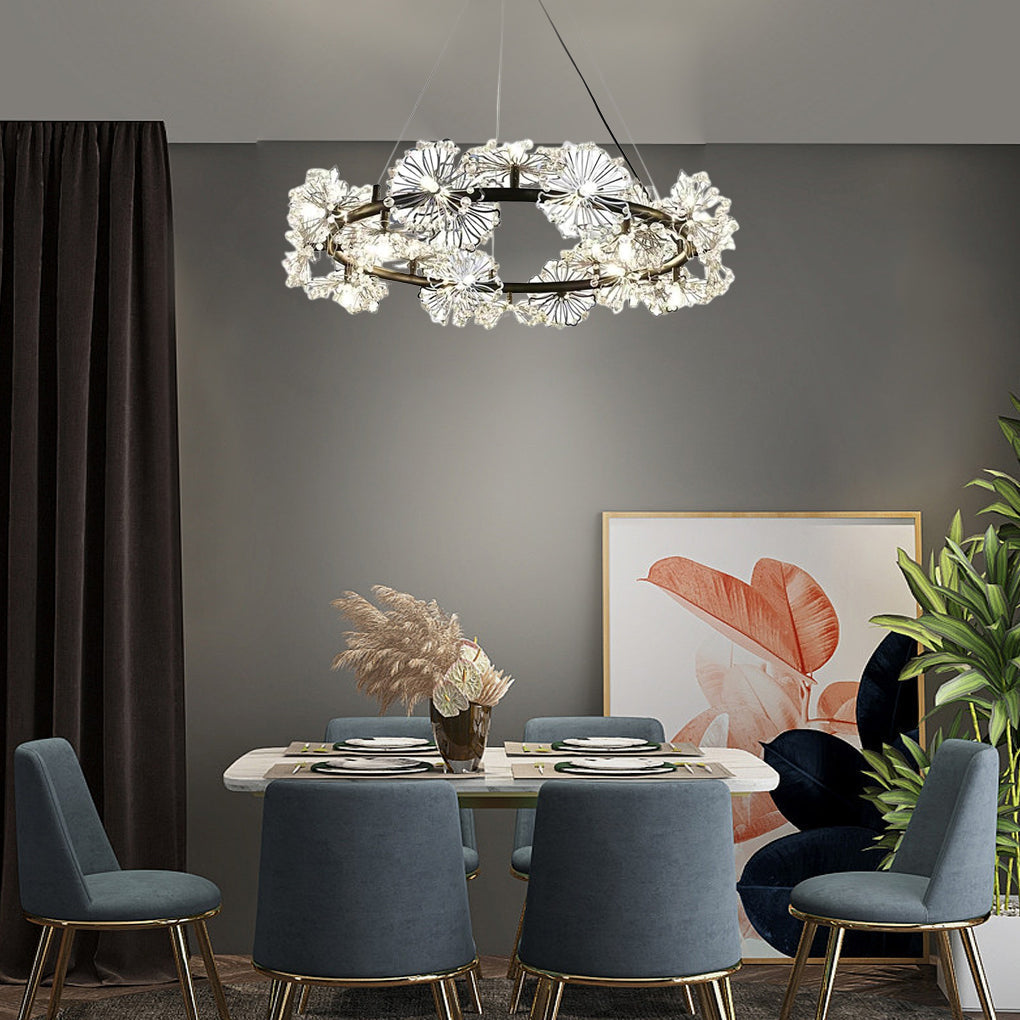 Circle Flower Design Electroplated Metal Crystal Classic Chandelier