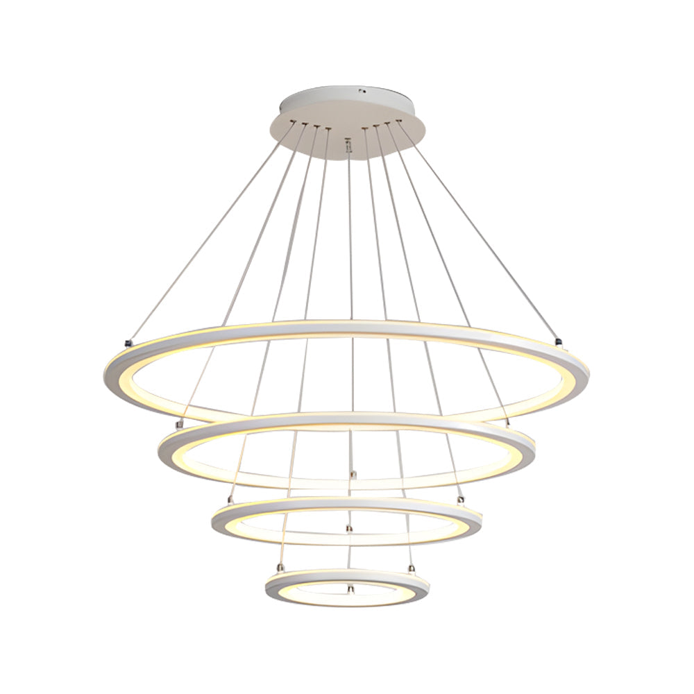 4-Rings LED Mid-Century Modern Chandelier with Remote Control