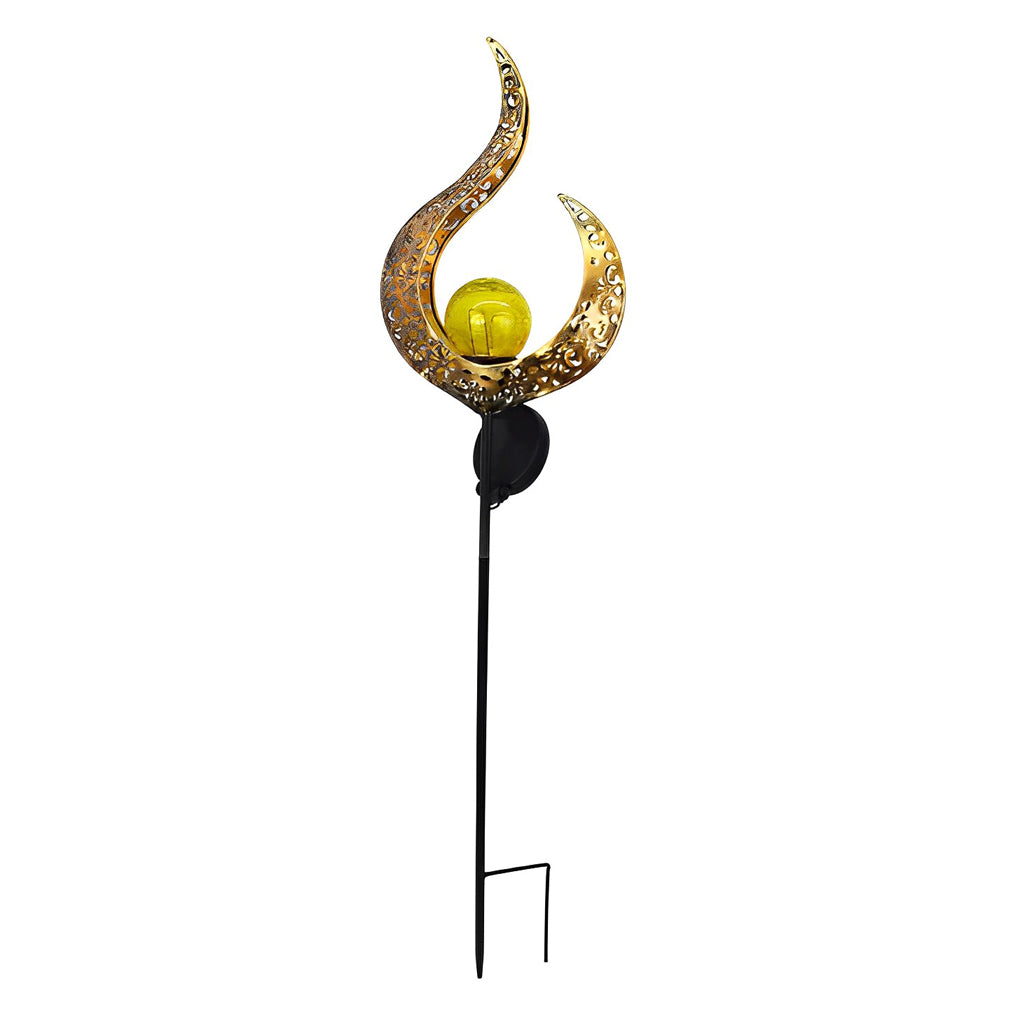 Mystical Moon &amp; Sun Flame Iron Hollow Projector Solar Garden Light