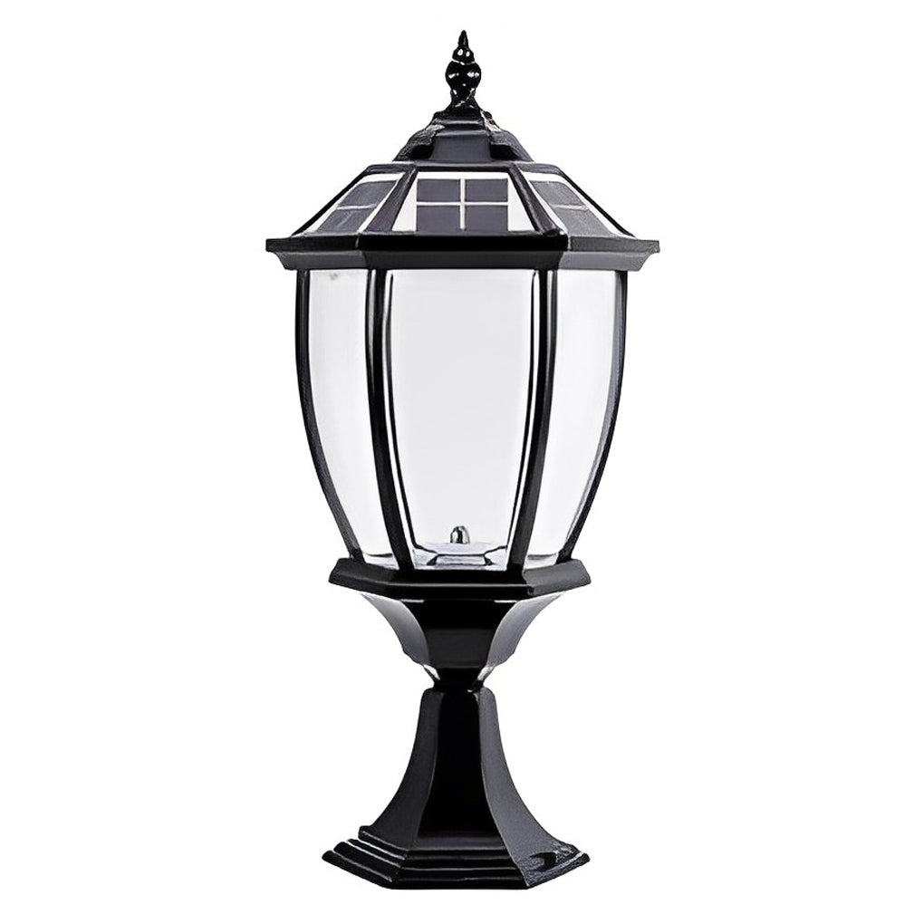 LED Waterproof Black Vintage Outdoor Solar Fence Post Lights with Remote