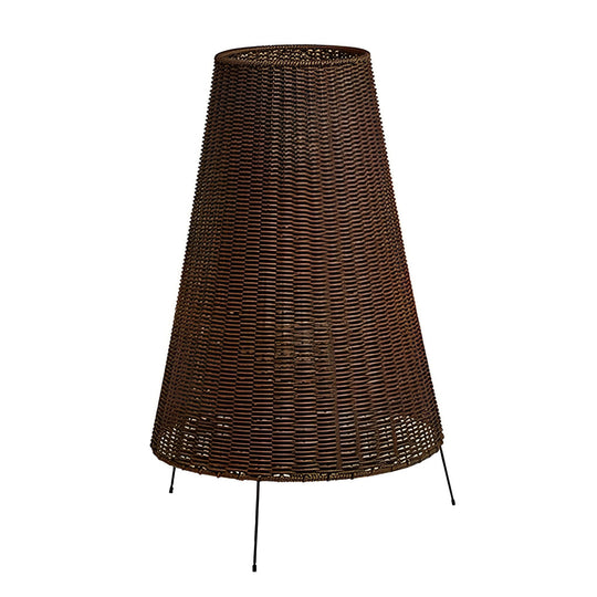Rustic Rattan Tripod Outdoor Floor Lamp with LED