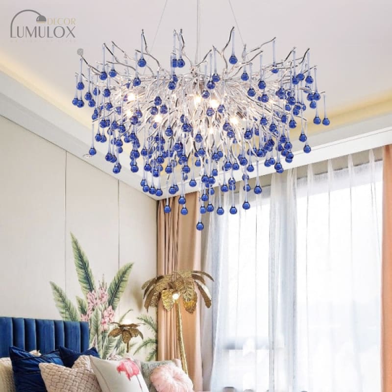 Creative Tree Branch LED Chandelier – Lovely Pink &amp; Blue Pendant Light for Bedrooms
