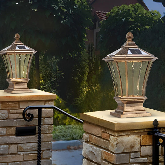 Vintage Waterproof LED Retro Solar Fence Post Lights With Remote Control