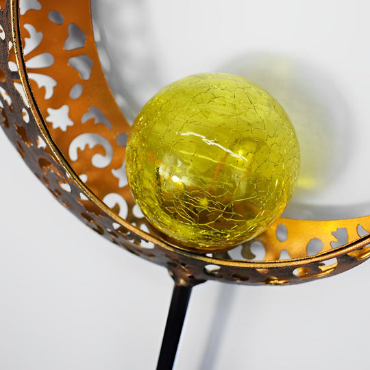 Mystical Moon &amp; Sun Flame Iron Hollow Projector Solar Garden Light