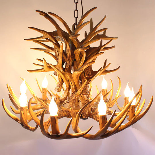 Vintage Antler-Shaped Chandelier – Rustic Resin Pendant Light