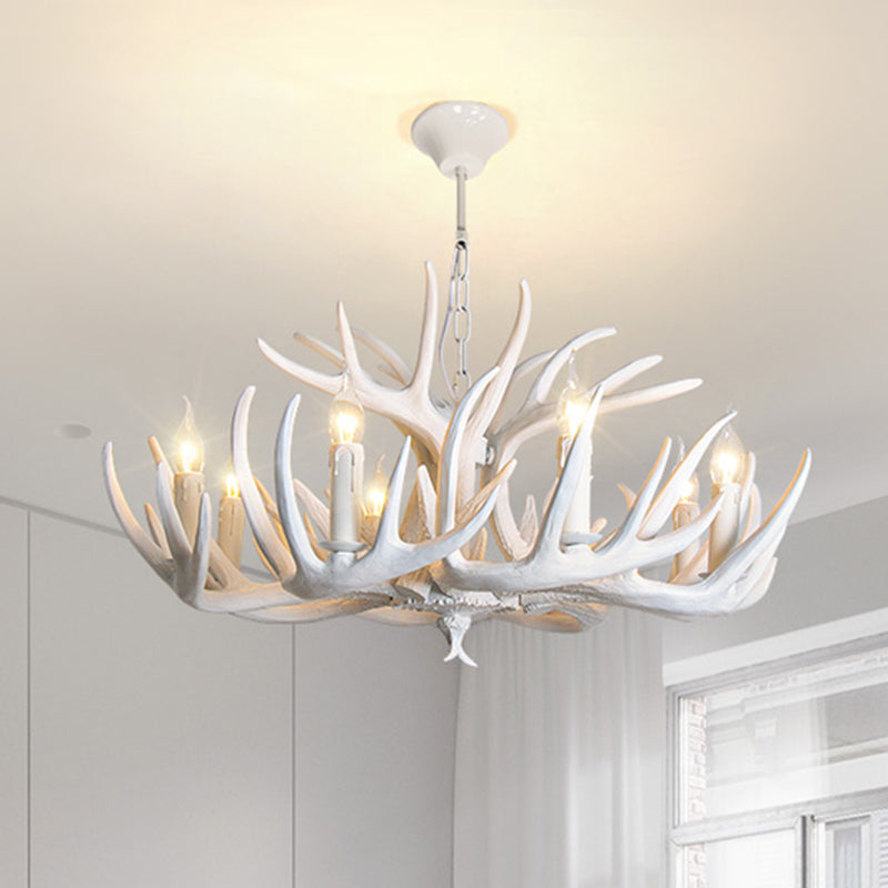 Rustic Resin Antler Suspension Chandelier – Multi-Light White &amp; Yellow Pendant