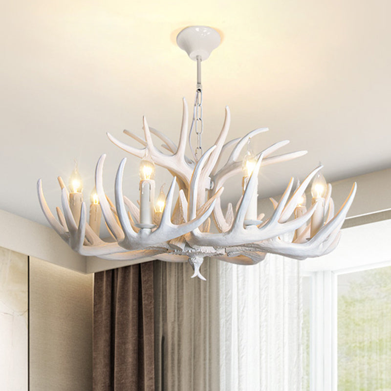 Rustic Resin Antler Suspension Chandelier – Multi-Light White &amp; Yellow Pendant