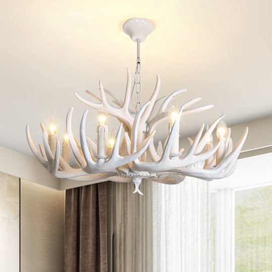 Rustic Resin Antler Suspension Chandelier – Multi-Light White &amp; Yellow Pendant