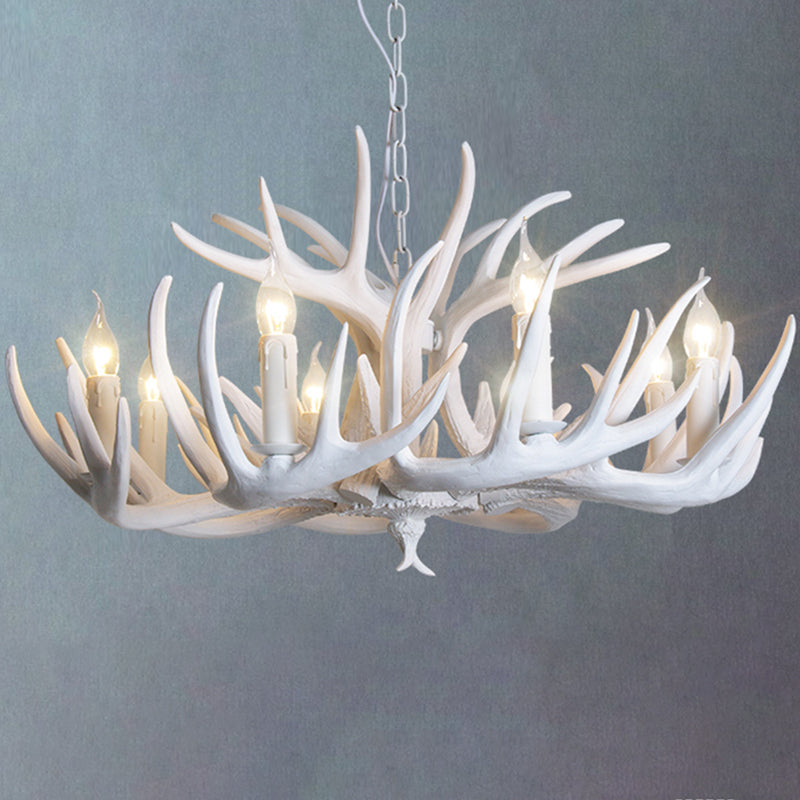 Rustic Resin Antler Suspension Chandelier – Multi-Light White &amp; Yellow Pendant