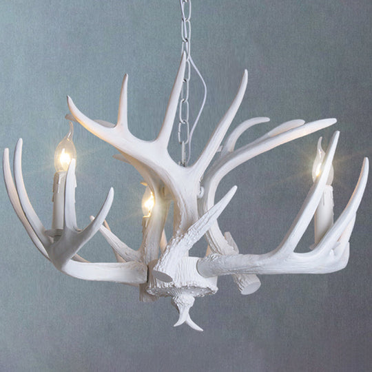 Rustic Resin Antler Suspension Chandelier – Multi-Light White &amp; Yellow Pendant