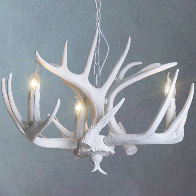 Rustic Resin Antler Suspension Chandelier – Multi-Light White &amp; Yellow Pendant