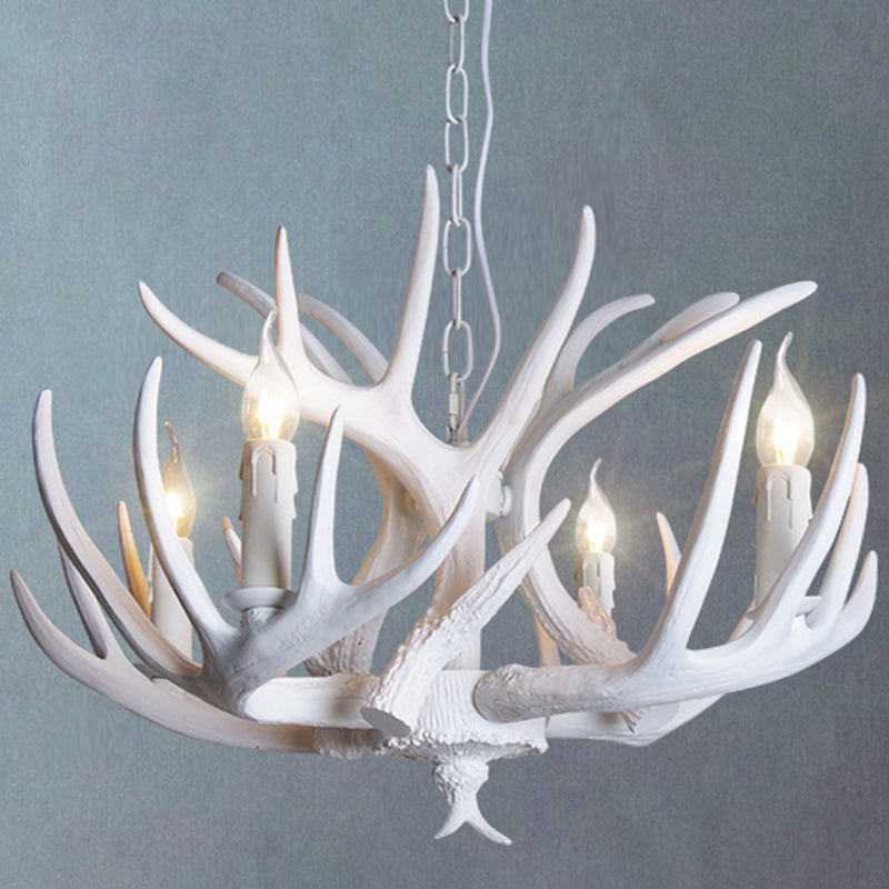 Rustic Resin Antler Suspension Chandelier – Multi-Light White &amp; Yellow Pendant