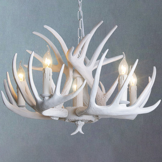 Rustic Resin Antler Suspension Chandelier – Multi-Light White &amp; Yellow Pendant