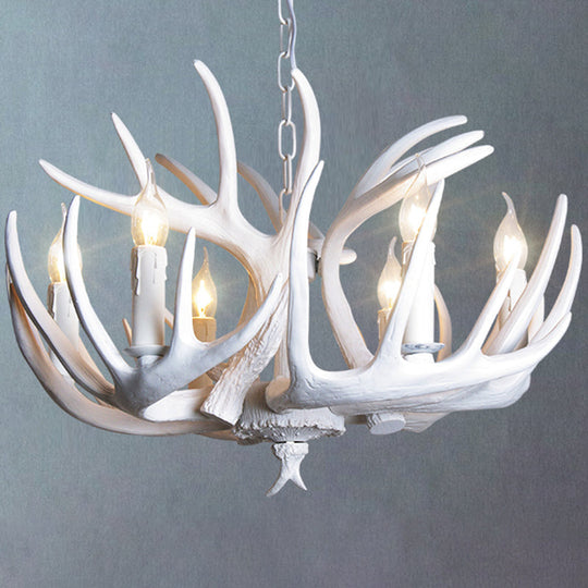 Rustic Resin Antler Suspension Chandelier – Multi-Light White &amp; Yellow Pendant