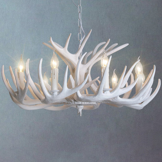 Rustic Resin Antler Suspension Chandelier – Multi-Light White &amp; Yellow Pendant