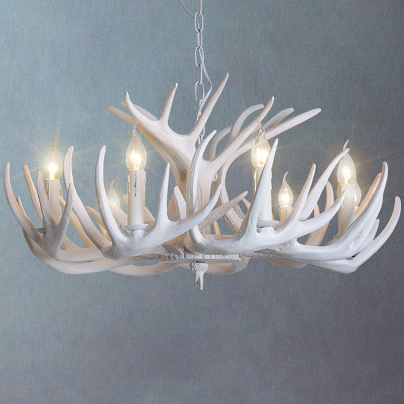 Rustic Resin Antler Suspension Chandelier – Multi-Light White &amp; Yellow Pendant