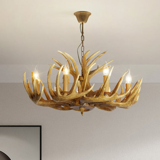 Rustic Resin Antler Suspension Chandelier – Multi-Light White &amp; Yellow Pendant