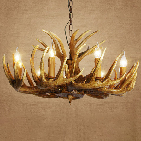 Rustic Resin Antler Suspension Chandelier – Multi-Light White &amp; Yellow Pendant