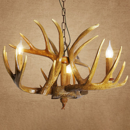 Rustic Resin Antler Suspension Chandelier – Multi-Light White &amp; Yellow Pendant
