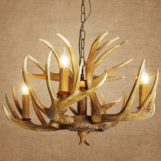 Rustic Resin Antler Suspension Chandelier – Multi-Light White &amp; Yellow Pendant