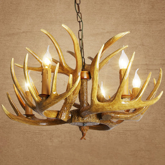 Rustic Resin Antler Suspension Chandelier – Multi-Light White &amp; Yellow Pendant