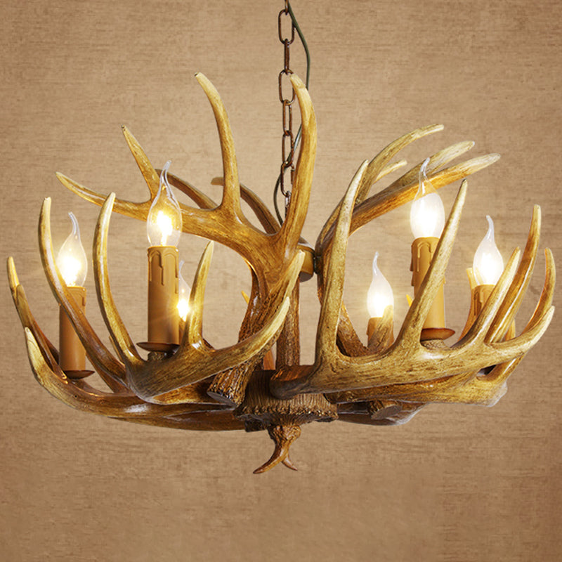 Rustic Resin Antler Suspension Chandelier – Multi-Light White &amp; Yellow Pendant